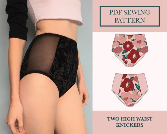 High Waist Knickers Sewing Pattern Download 2 Full Brief Panties Pattern  PDF Two Lingerie Sewing Pattern UK 6-18 