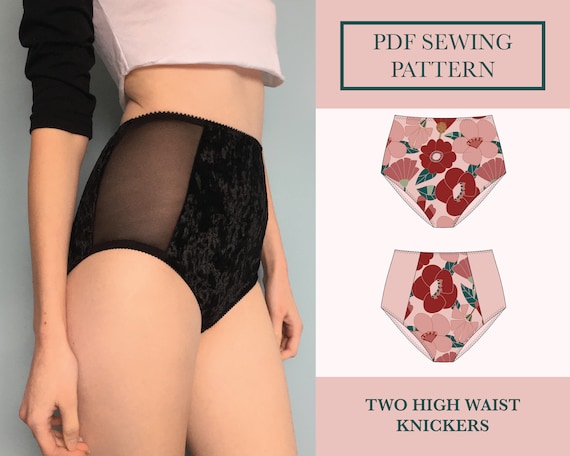 High Waist Knickers Sewing Pattern Download 2 Full Brief Panties Pattern  PDF Two Lingerie Sewing Pattern UK 6-18 -  Canada