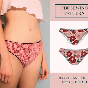 Brazilian Briefs Sewing Pattern | Brazilian Style Knickers | Download Bikini Panties PDF | Cotton Lingerie Pattern UK 6-18