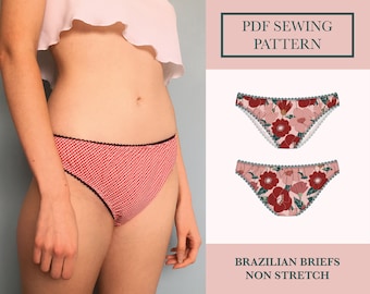 Brazilian Briefs Sewing Pattern | Brazilian Style Knickers | Download Bikini Panties PDF | Cotton Lingerie Pattern UK 6-18