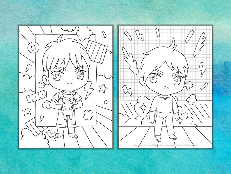 15 Stunning Boy Chibi Coloring Pages - Etsy Canada
