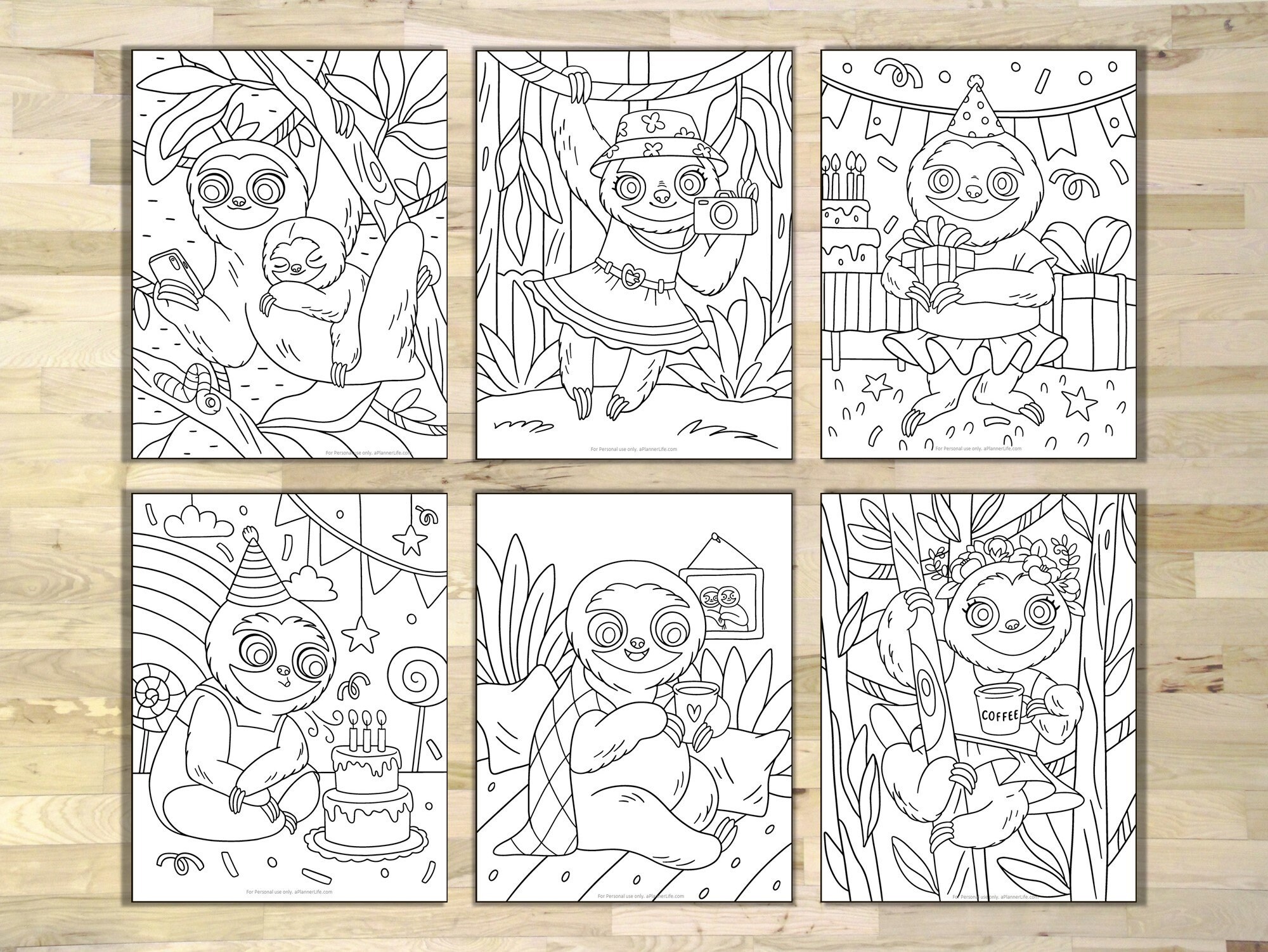 30 cute sloth coloring pages available for instant download etsy