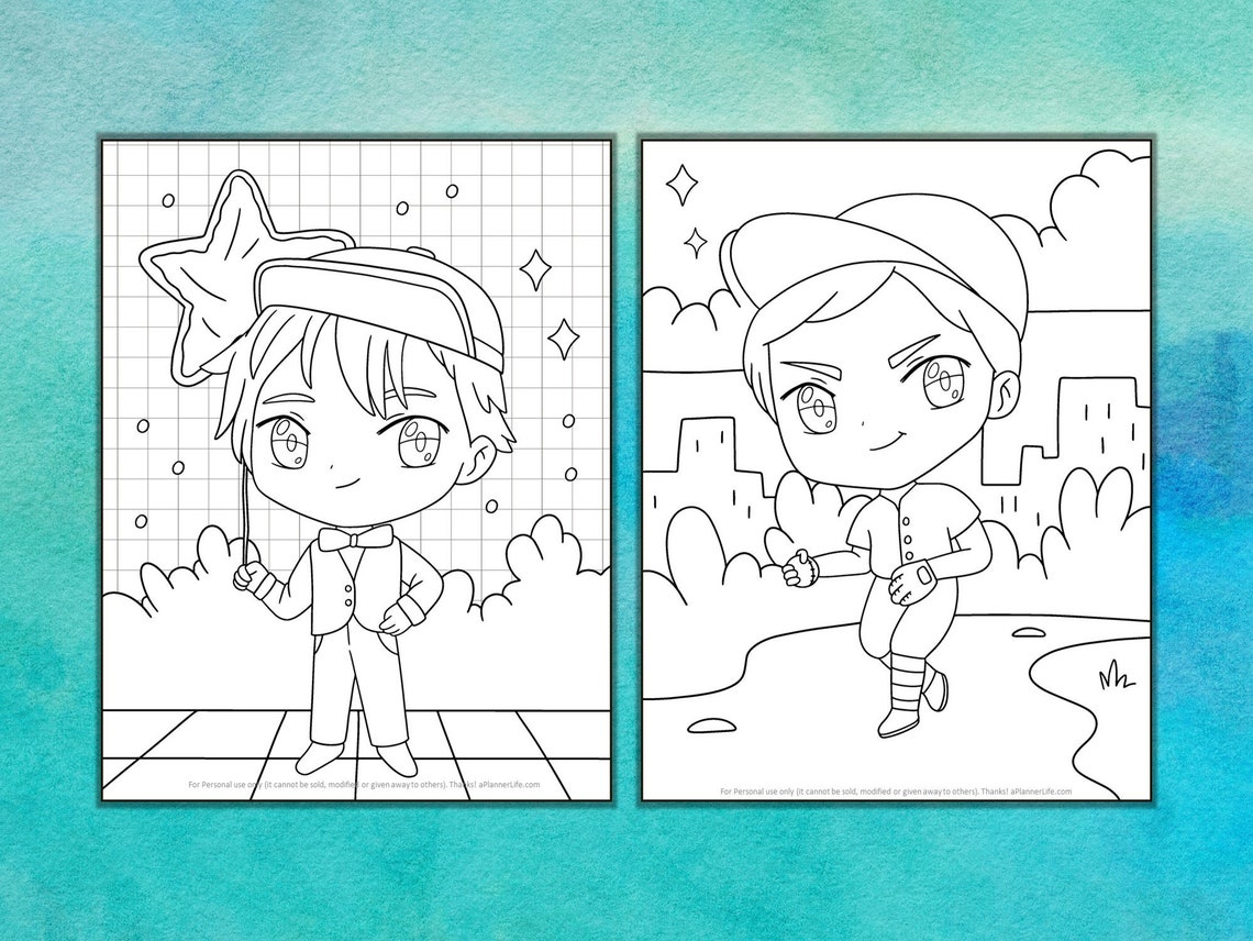 15 Stunning Boy Chibi Coloring Pages - Etsy Canada