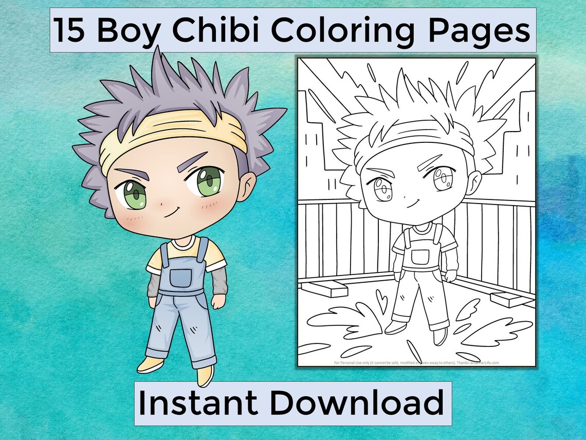 15 Stunning Boy Chibi Coloring Pages - Etsy Canada