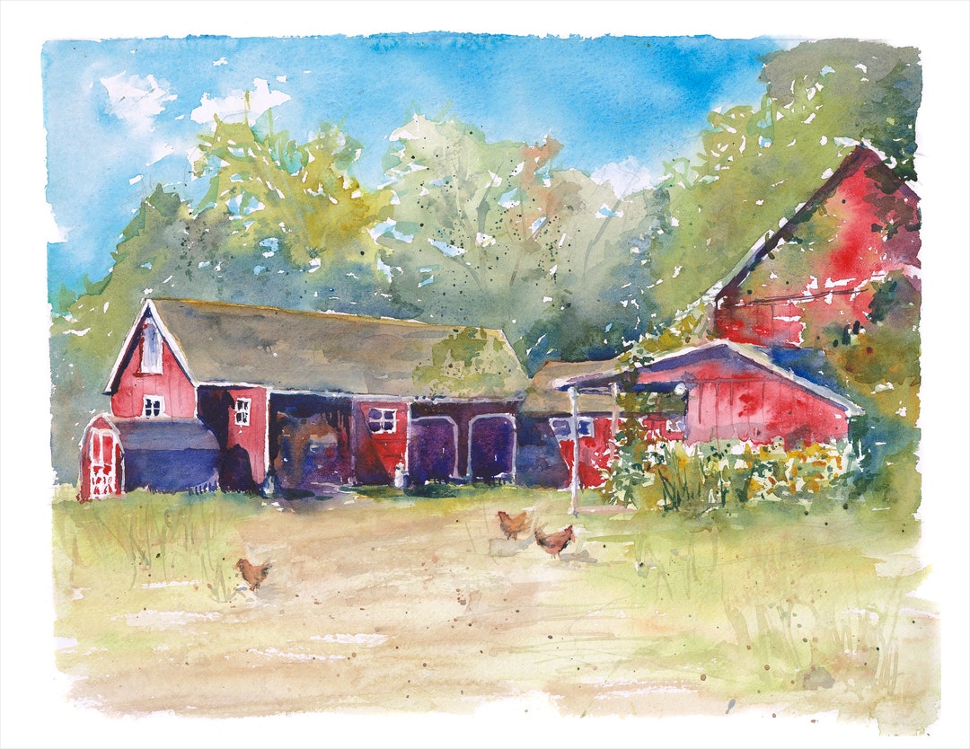 Fable Farm Barn Giclee Art Print From Original Watercolor - Etsy