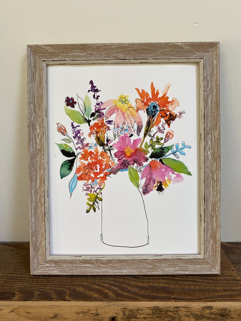 Wildflower Bouquet 8x10 Watercolor Floral Painting - Etsy