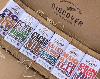 Confezione regalo di cioccolato fondente vegano: senza zuccheri aggiunti, 6 gusti unici