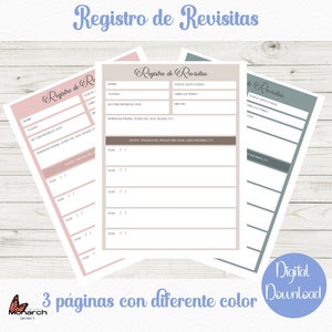Registro para Revisitas, Testigos de Jehova, 3 Colores. JW Return visit sheets Spanish. Jw RV book