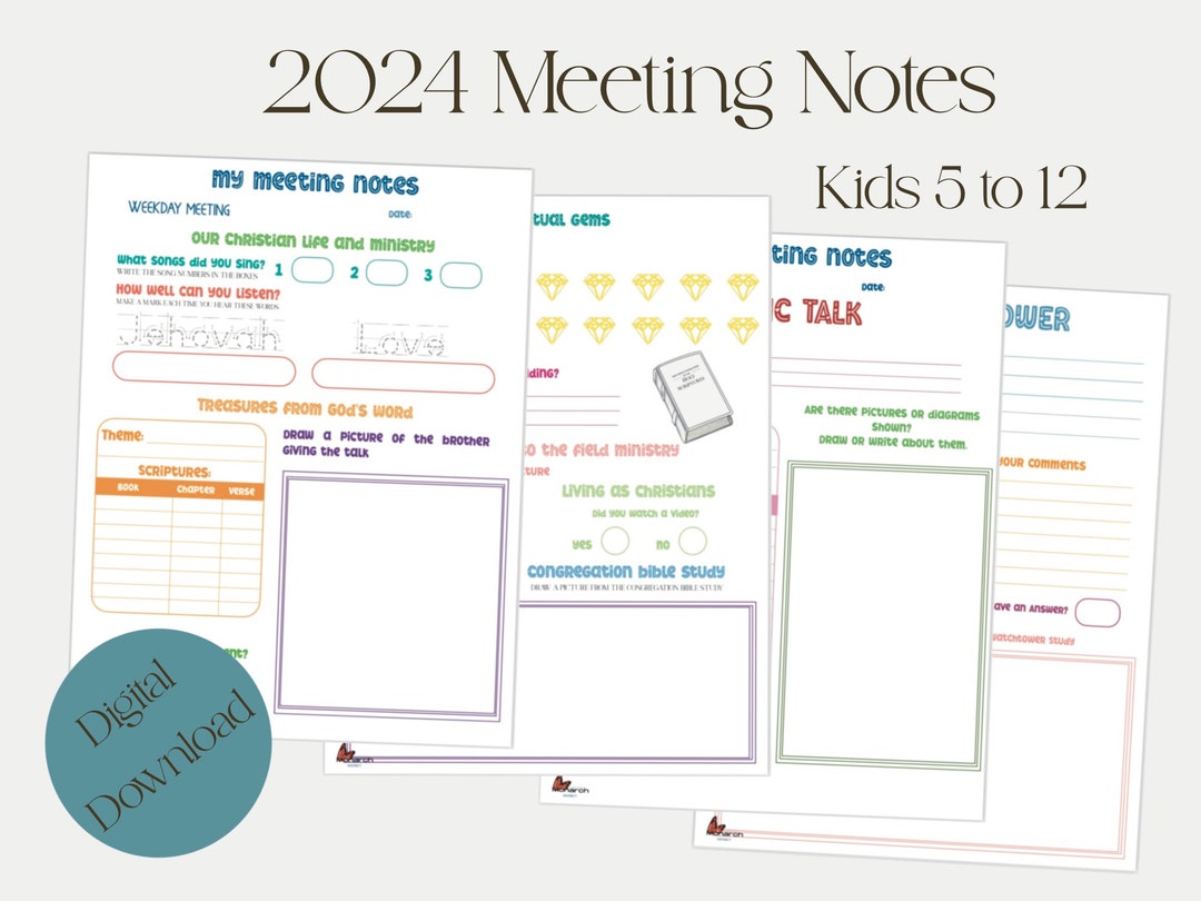 2024 JW Kids Meeting Worksheets, for 512 Years Old, Bible Study, PDF
