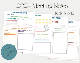 JW Kids Meeting Notes: Bible Study Worksheets (PDF File)