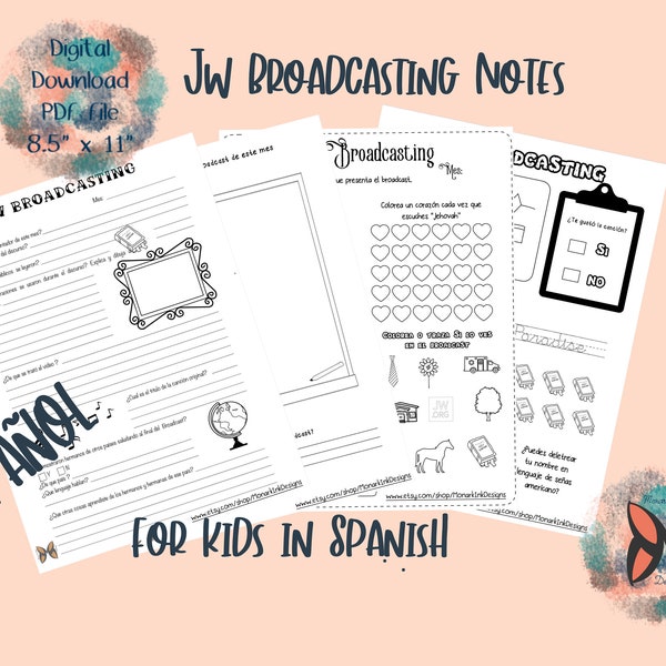 Spanish Broadcasting worksheets. Jw kids. Spiritual Activities. Family worship. Bible study. Notebook. JW Worksheets.