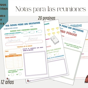 Notas para las reuniones, nuestra vida y ministerio cristiano, la atalaya y discurso publico. Para niños 5-12 años.