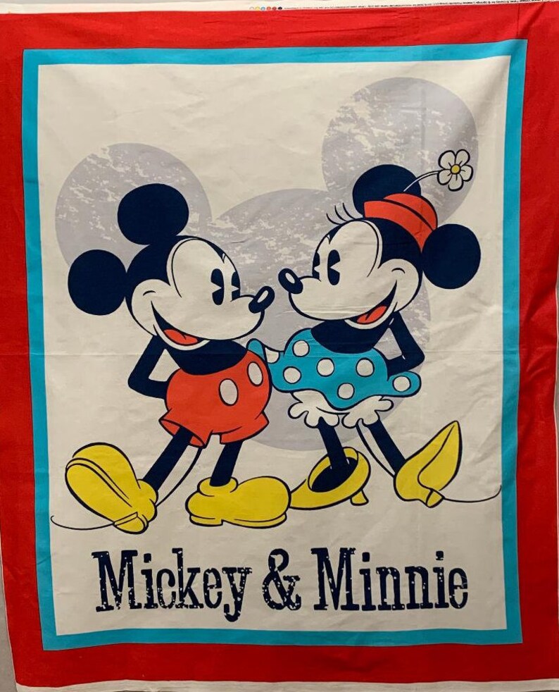 Mickey /& Minnie Disney Cotton Fabric Panel
