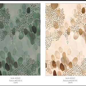 Serene Nature by Laura Horn - P&B Textiles Abstract Watercolor Blenders 05100. Green and Cream/Tan/Brown. Sold in Half Yard Increments.