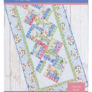 Off the Rail Table Runner Pattern Elizabeth Hernandez for The Tipsy Needle - #TTN-132. Charm Pack - 5 inch square friendly!  21” X 64”