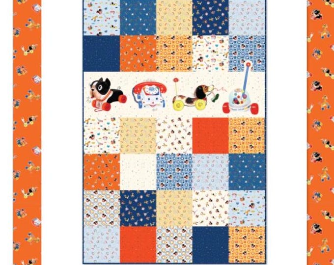 Pop N Play Vintage Toys Patchwork Quilt Kit! Kit Includes: All Fabric ...