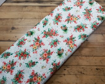Little Darlings Christmas Florals by Sillier Than Sally for P B Textiles 05379 W -Florals, berries and pinecones SOLD in 1/2 YARD INCREMENTS