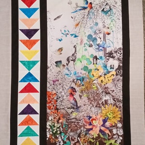 Hoffman Concrete Jungle Sidewalk Quilt Kit. All fabric for top and binding is included & is  Precision Die Cut, ready to sew! Approx 41 X 54