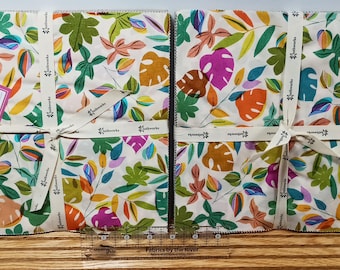 Rainbow Dreams 10" Square Pack by Cecilia Mok for Clothworks-TSQ0453 - 42 10" squares: vibrant colors- florals, tropical leaves, Earth tones