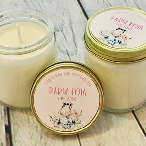 Personalized Soy Candle Favors / Baby Shower Hippo Favors