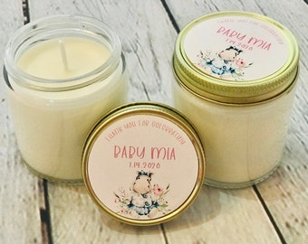 Personalized Soy Candle Favors / Baby Shower Hippo Favors