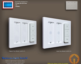 3-Gang Philips Hue Dimmer Switch Blank Wall Plate: 3D-Printed, Replaces Light Switch