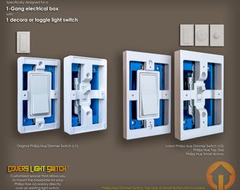 1-Gang Philips Hue Dimmer Switch Decora, Toggle Spacer: 3D-Printed, Cover Light Switch