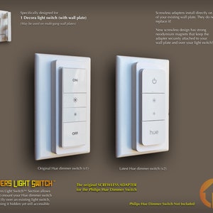 Philips Hue Dimmer Switch 3D-Printed Decora SCREWLESS ADAPTER - Covers Light Switch - (adapter.d_ds_SL)