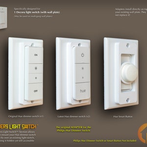 Philips Hue Dimmer Switch Smart Button 3D-Printed Decora ADAPTER - Covers Light Switch - (adapter.d_hue)