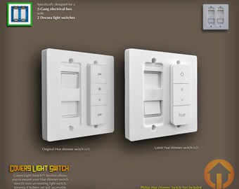 2-Gang Philips Hue Dimmer Switch Decora Wall Plate: 3D-Printed, Covers Light Switch