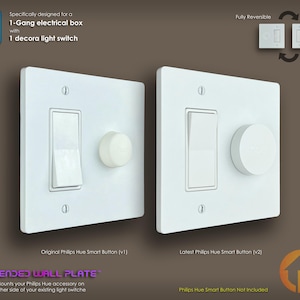 1-Gang Philips Hue Smart Button Decora Extended Wall Plate: 3D-Printed, Reversible