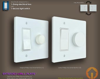 1-Gang Philips Hue Smart Button Decora Extended Wall Plate: 3D-Printed, Reversible