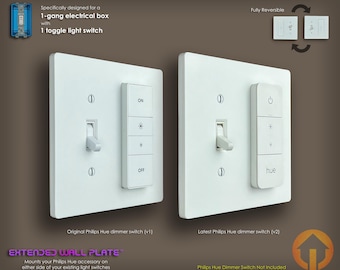 1-Gang Philips Hue Dimmer Switch Toggle Extended Wall Plate: 3D-Printed, Reversible