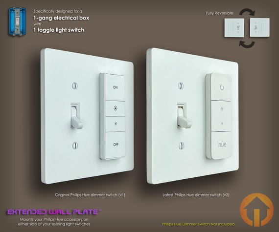 1-gang Philips Hue Dimmer Switch Toggle Extended Wall Plate: 3d
