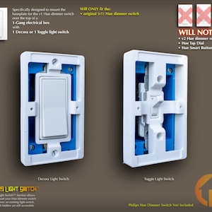 Philips Hue 3D-Printed SPACER To Mount Original v1 Hue Dimmer Switch Baseplate Over Decora Or Toggle Light Switch (spacer v1)