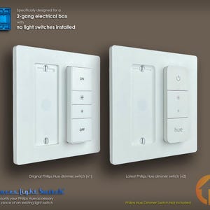 Philips Hue Dimmer Switch 3D-Printed 2-Gang WALL PLATE - Replaces Light Switch - (2g.rep ds-ds)