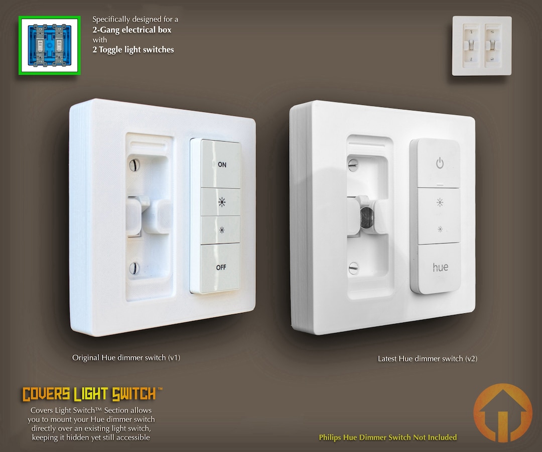 Buy 2-gang Philips Hue Dimmer Switch Toggle Wall Plate: 3d-printed