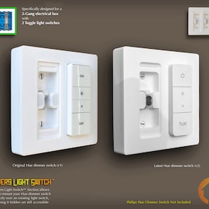 Philips Hue Dimmer Switch 3D-Printed 2-Gang Toggle WALL PLATE  - Covers Light Switch - (2g.cvr (t)ds-ds)