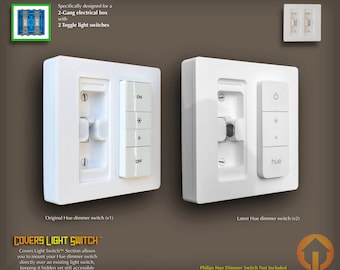 2-Gang Philips Hue Dimmer Switch Toggle Wall Plate: 3D-Printed, Covers Light Switch