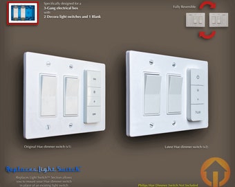 3-Gang Philips Hue Dimmer Switch Decora Wall Plate: 3D-Printed, Reversible, Replaces Light Switch