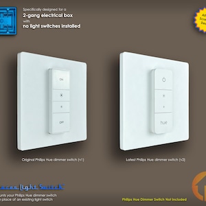 Philips Hue Dimmer Switch 3D-Printed 2-Gang Screwless WALL PLATE - Replaces Light Switch - (2g.rep ds_SL)