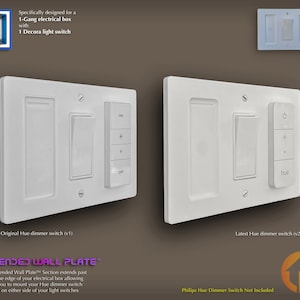 Philips Hue Dimmer Switch 3D-Printed 1-Gang Decora WALL PLATE - Extended Wall Plate - (1g.ext ds-d-ds)