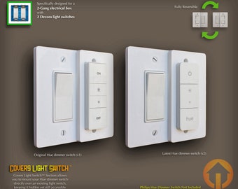 2-Gang Philips Hue Dimmer Switch Decora Wall Plate: 3D-Printed, Reversible, Covers Light Switch