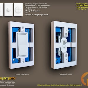 Philips Hue 3D-Printed SPACER To Mount Latest v2 Hue Dimmer Switch, Smart Button, Tap Dial Baseplate Over Decora Or Toggle (spacer v2)