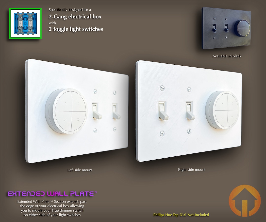 2-gang Philips Hue Tap Switch (tap Dial) Toggle Extended Wall