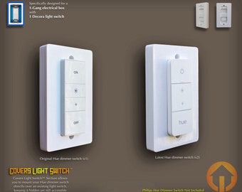 Philips Hue Dimmer Switch 3D-Printed 1-Gang Decora WALL PLATE - Covers Light Switch - (1g.cvr (d)hue)