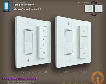 1-Gang Philips Hue Dimmer Switch Decora Extended Wall Plate: 3D-Printed, Reversible