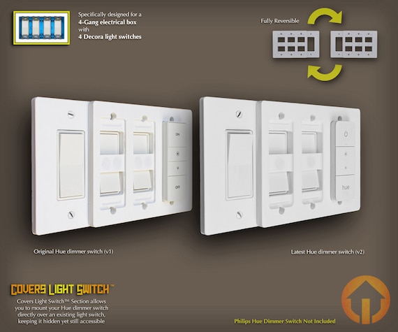 4-gang Philips Hue Dimmer Switch Decora Wall Plate: 3d-printed