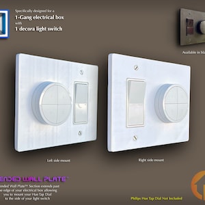 Philips Hue Tap Dial 3D-Printed 1-Gang Decora WALL PLATE - Extended Wall Plate - (1g.ext d-td)