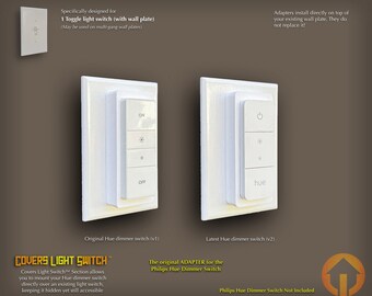 1-Gang Philips Hue Dimmer Switch Toggle Adapter: 3D-Printed, Covers Light Switch